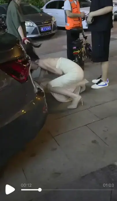 《白裙女子被抓头发跳河》高清视频-白裙女子被揪发跳河意外事件完整过程-原配街头抓小三致落水全程还原